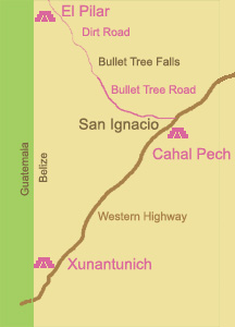 map to El Pilar from San Ignacio