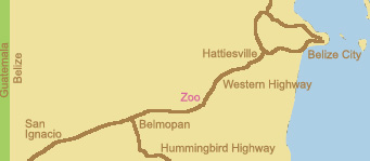 Road map with Belize Zoo