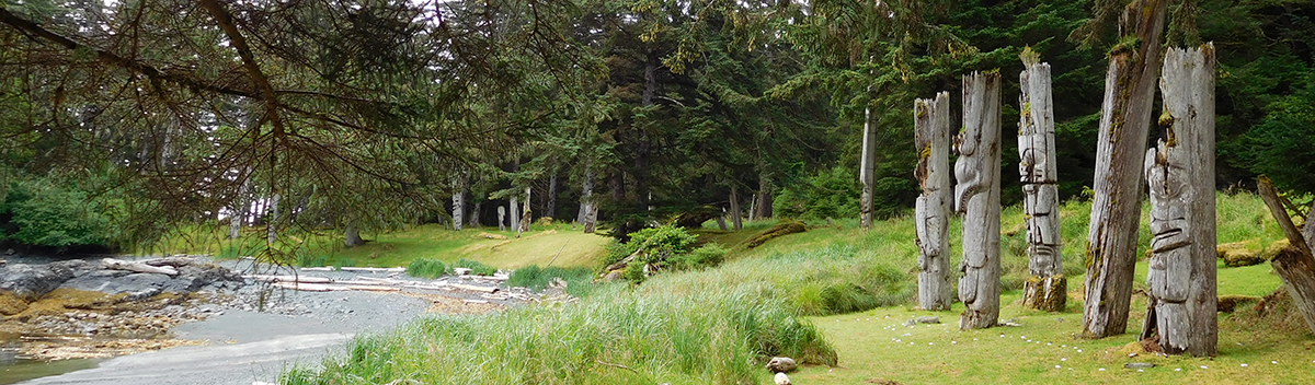 Poles on the shore of Ninstints.