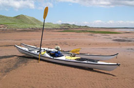 Kayaks on the sand bar