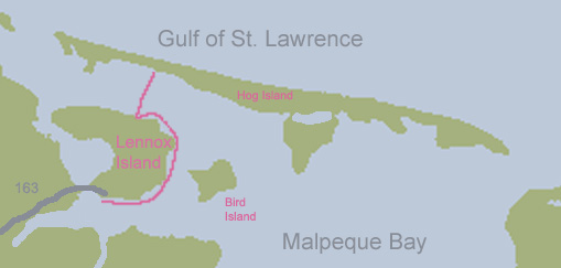 Map of route near Lennox Island