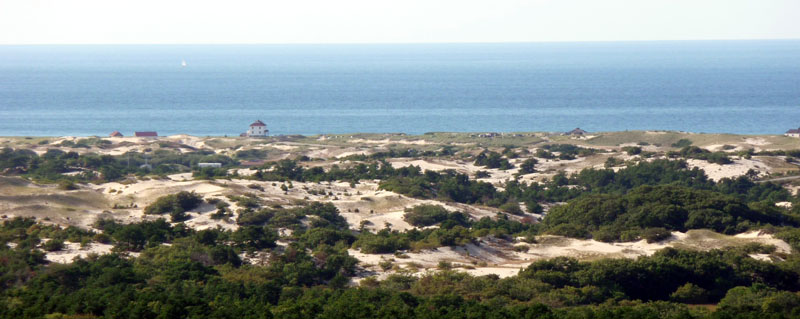 Province Lands bike trail, Race Point Beach, and Ranger Station photographed from Pilgrim's Monument.