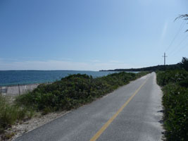 The trail with the coast in the background