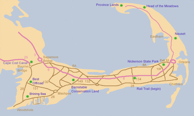 Map of Cape showing bike paths