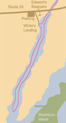 Map with boat drop and route