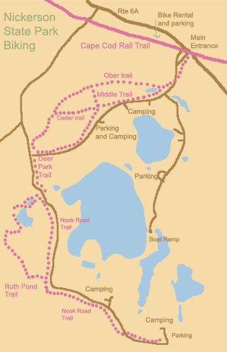 Map of bike paths in Nickerson State park