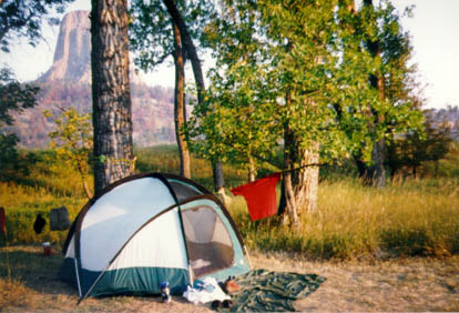 Our campsite with the tower in the background