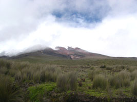 Cotopaxi summit in clouds