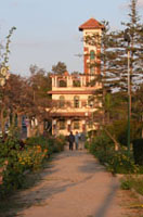 Building at the edge of the garden