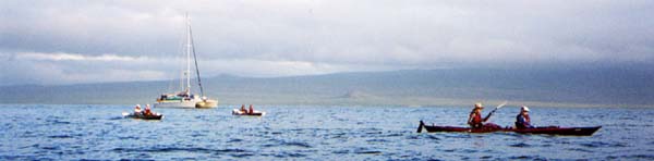 Kayaks departing from the boat