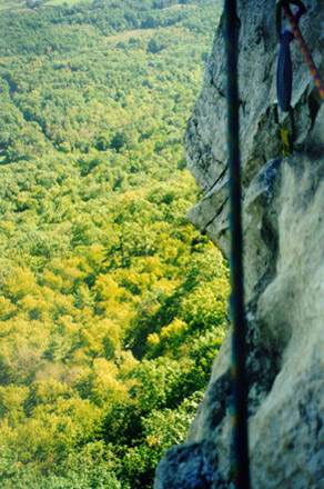 Looking down from the corner traverse