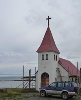 A church under repair along Route 61