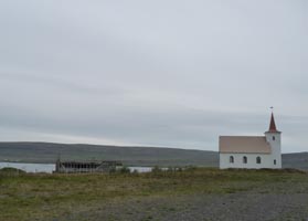 Churches sit in isolation by the fjords along Route 61