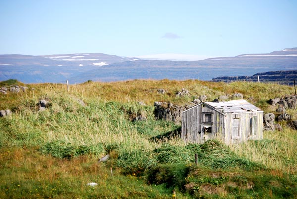 Old shed by the edge of a Mjóiojörður