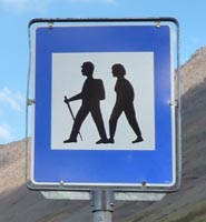 Sign directing visitors to a hiking area