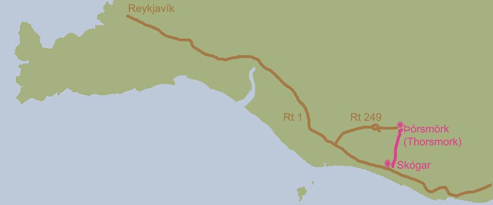 Map of the trail relative to major roads