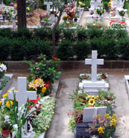 cewmetery with flowers