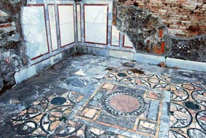 Marble floor and remains of a wall