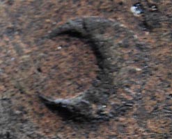 Moon carving in floor at the Shrine of Mithras