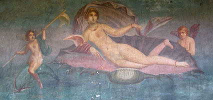 Detail of fresco in garden: Aquatic Scene