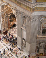 view of tiny people on floor from dome