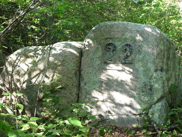 This marker '22' (photo taken in 2011) is near where homes used to stand.