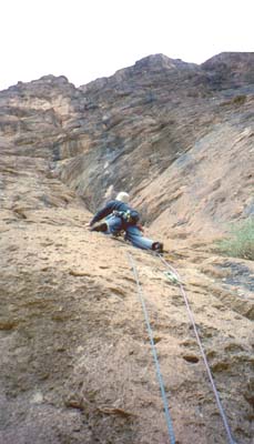 Bill leading a simple climb across from the hotel