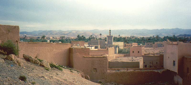 skyline with mountains in the background