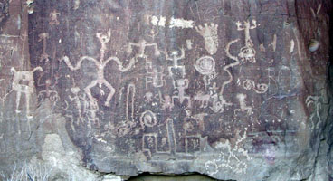 wall of petroglyphs