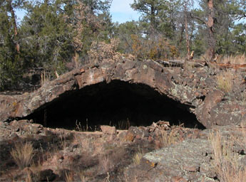 Arch of lava rock forms a shelter