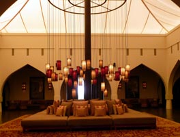 Lobby of the Chedi adorned with beautiful lanterns