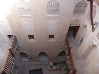 Looking down into the courtyard