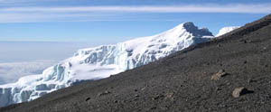 glaciers near the summit