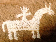 Petroglyph of person on horseback