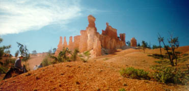 Gravely path with spires in the background