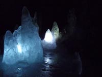 Backlit ice on the caving trip