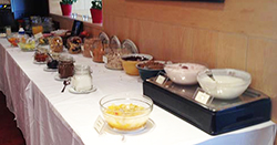 One of the buffet tables at Fosshotel for breakfast!