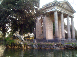 Greek reporoduction in middle of rowing pond.