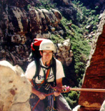 Bill on rappel on Cat in the Hat and Cookie Monster