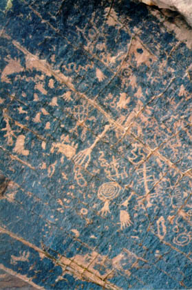 Panel with many petroglyphs